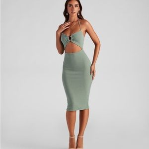 Windsor Seafoam green ribbed halter beach dress